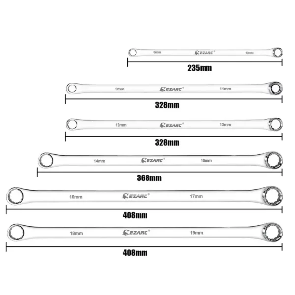 Set de Clés Doubles de 8 mm à 19 mm en Acier Chrome Vanadium (En Situation de Mesure)