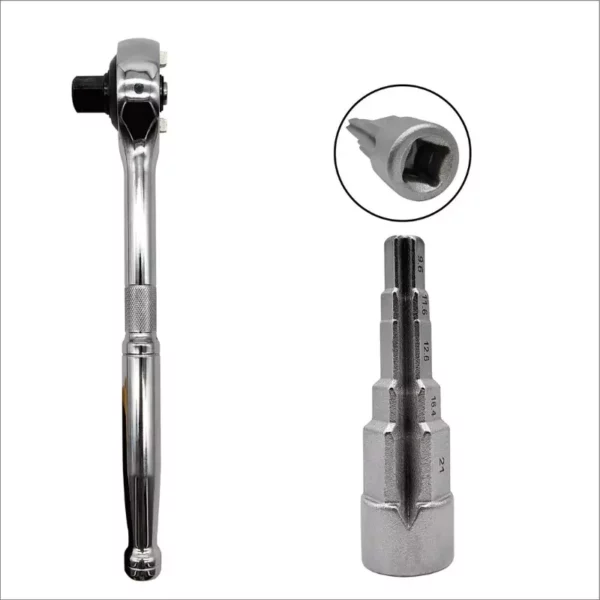 Ensemble de 3 douilles mâles hexagonales étagées avec emboîtement carré 1/2 pouce